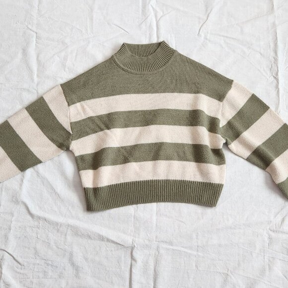 H&M Khaki Green striped sweater - XXS - Picture 1 of 12
